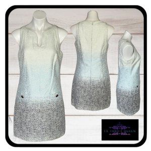 Cynthia Steffe Bailey Split Neck Cool Blue Ombre Dress Size 8
